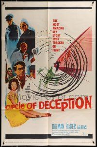 1f152 CIRCLE OF DECEPTION 1sh '60 sexy Suzy Parker, a spy should never fall in love, cool artwork!