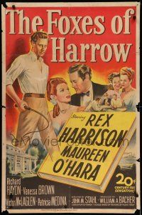 1f248 FOXES OF HARROW 1sh '47 20th Century Fox stone litho of Rex Harrison & Maureen O'Hara!