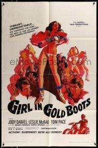 1f266 GIRL IN GOLD BOOTS 1sh '68 Jody Daniel, Leslie McRae, Ted V Mikels directed, great sexy art!