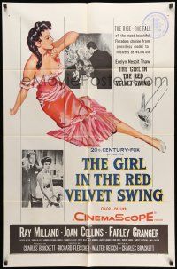 1f267 GIRL IN THE RED VELVET SWING 1sh '55 art of half-dressed Joan Collins as Evelyn Nesbitt Thaw!