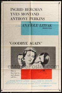 1f276 GOODBYE AGAIN 1sh '61 art of Ingrid Bergman between Yves Montand & Anthony Perkins!