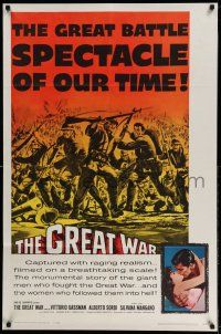 1f282 GREAT WAR 1sh '61 romantic art of Vittorio Gassman & Silvana Mangano & WWI battle!