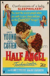 1f291 HALF ANGEL 1sh '51 Loretta Young, Joseph Cotten, confessions of a lady sleepwalker!