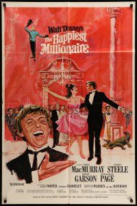 1f295 HAPPIEST MILLIONAIRE style A 1sh '68 Disney, art of Tommy Steele laughing & dancing!