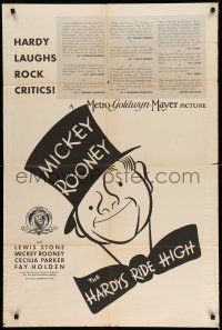 1f297 HARDYS RIDE HIGH reviews 1sh '39 cool Al Hirschfeld art of Mickey Rooney!