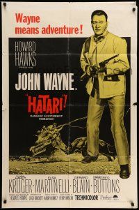 1f300 HATARI 1sh R67 directed by Howard Hawks, great image of John Wayne in Africa!