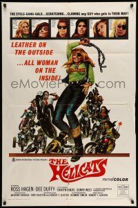 1f307 HELLCATS 1sh '68 wild art of female biker who is leather on the outside but all woman!