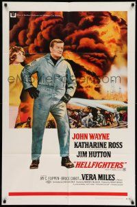 1f309 HELLFIGHTERS 1sh '69 John Wayne as fireman Red Adair, Katharine Ross, art of blazing inferno