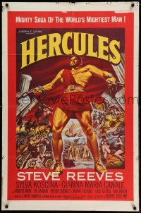 1f310 HERCULES 1sh '59 great artwork of the world's mightiest man Steve Reeves!