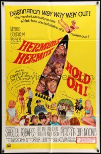 1f316 HOLD ON 1sh '66 rock & roll, great full-length image of Herman's Hermits performing!