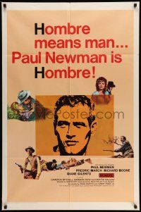 1f321 HOMBRE 1sh '66 Paul Newman, Fredric March, Richard Boone, ultra rare style!