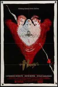 1f344 HUNGER 1sh '83 art of vampire Catherine Deneuve, rocker David Bowie & Susan Sarandon!