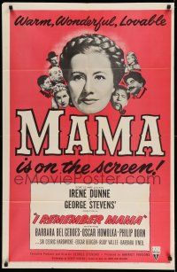 1f348 I REMEMBER MAMA 1sh R55 Irene Dunne, Barbara Bel Geddes, directed by George Stevens!