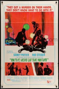 1f361 IN THE HEAT OF THE NIGHT 1sh '67 Sidney Poitier, Rod Steiger, Warren Oates, cool crime art!