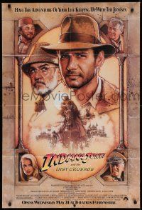 1f364 INDIANA JONES & THE LAST CRUSADE advance 1sh '89 Ford/Connery over a brown background by Drew