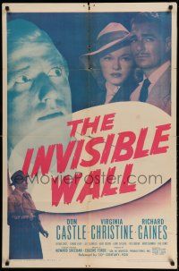 1f376 INVISIBLE WALL 1sh '47 Don Castle loses $10,000 of his bookie's money & is accused of murder!