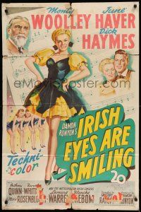 1f377 IRISH EYES ARE SMILING 1sh '44 Damon Runyon, Dick Haymes, pretty June Haver, Monty Woolley!