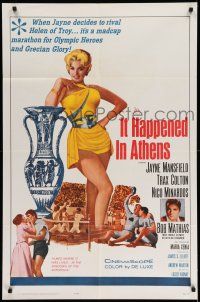 1f381 IT HAPPENED IN ATHENS 1sh '62 super sexy Jayne Mansfield rivals Helen of Troy, Olympics!