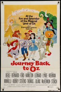 1f398 JOURNEY BACK TO OZ 1sh '74 animated cartoon, Milton Berle, Ethel Merman and Liza Minnelli!