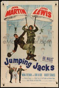 1f401 JUMPING JACKS 1sh '52 great image of Army paratroopers Dean Martin & Jerry Lewis!