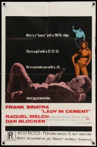 1f433 LADY IN CEMENT 1sh '68 Frank Sinatra with a .45 & sexy Raquel Welch with a 37-22-35!