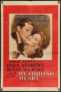 1f576 MY FOOLISH HEART 1sh '50 close up of Susan Hayward & Dana Andrews, written by J.D. Salinger!