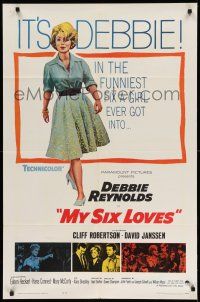 1f580 MY SIX LOVES 1sh '62 Debbie Reynolds in the funniest fix a girl ever got into!