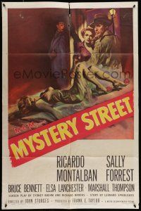 1f582 MYSTERY STREET 1sh '50 John Sturges, Ricardo Montalban, sexy film noir artwork!