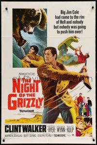 1f602 NIGHT OF THE GRIZZLY 1sh '66 big Clint Walker had come to the rim of Hell & held on!