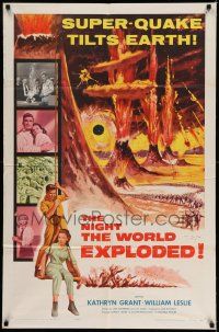 1f604 NIGHT THE WORLD EXPLODED 1sh '57 a super-quake tilts the Earth, wild disaster artwork!