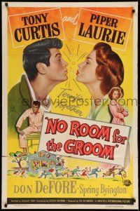 1f614 NO ROOM FOR THE GROOM 1sh '52 artwork of Tony Curtis with Piper Laurie!
