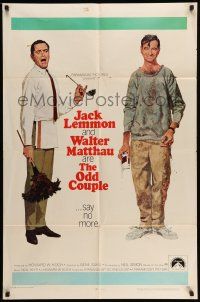 1f623 ODD COUPLE 1sh '68 art of best friends Walter Matthau & Jack Lemmon by Robert McGinnis!