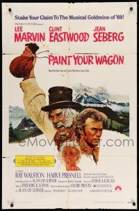 1f637 PAINT YOUR WAGON 1sh '69 Ron Lesser art of Clint Eastwood, Lee Marvin & Jean Seberg!