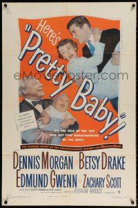 1f667 PRETTY BABY 1sh '50 Dennis Morgan, Betsy Drake, the tot who put honeymooners on the spot!