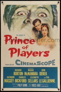1f672 PRINCE OF PLAYERS 1sh '55 Richard Burton as Edwin Booth, perhaps greatest stage actor ever!