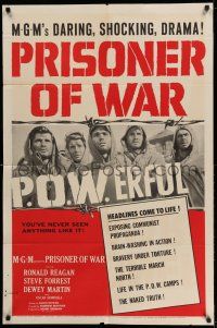 1f674 PRISONER OF WAR 1sh '54 Ronald Reagan vs Communists, MGM's daring & shocking drama!