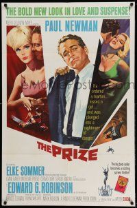1f677 PRIZE 1sh '63 Howard Terpning art of Paul Newman in suit and tie & sexy Elke Sommer!