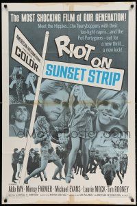 1f704 RIOT ON SUNSET STRIP 1sh '67 hippies with too-tight capris, crazy pot-partygoers!
