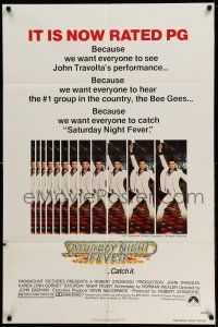 1f727 SATURDAY NIGHT FEVER 1sh R1979 disco, John Travolta & Karen Lynn Gorney, it is now rated PG!
