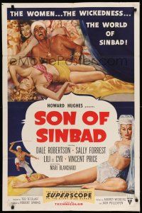 1f776 SON OF SINBAD 1sh '55 Howard Hughes, great art of super sexy harem women!