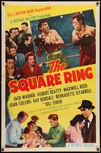 1f788 SQUARE RING 1sh '55 art of boxer Robert Beatty over boxing ring + sexy Kay Kendall!