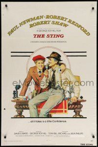 1f807 STING 1sh '74 artwork of con men Paul Newman & Robert Redford by Richard Amsel!