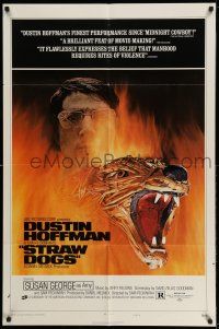 1f814 STRAW DOGS style D 1sh '72 directed by Sam Peckinpah, Dustin Hoffman, best different image!