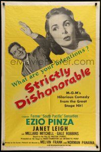 1f816 STRICTLY DISHONORABLE 1sh '51 what are Ezio Pinza's intentions toward Janet Leigh?