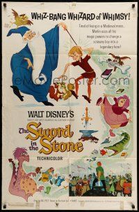 1f831 SWORD IN THE STONE style A 1sh '64 Disney's cartoon story of King Arthur & Merlin the Wizard!