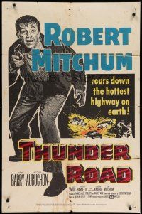 1f861 THUNDER ROAD 1sh '58 great artwork of moonshiner Robert Mitchum!