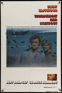 1f862 THUNDERBOLT & LIGHTFOOT style B 1sh '74 reflection of Clint Eastwood & Bridges by Lettick!