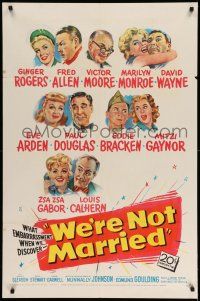 1f936 WE'RE NOT MARRIED 1sh '52 artwork young Marilyn Monroe, Ginger Rogers & nine others!