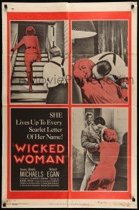 1f963 WICKED WOMAN 1sh '53 bad girl Beverly Michaels lives up to her name, Richard Egan, film noir