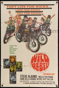 1f968 WILD REBELS 1sh '67 savage bad bikers who live, love, & kill for kicks!